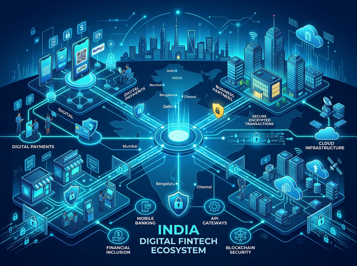 Connected digital recharge and bill-payment services illustrated with a smartphone, network hub and service icons
